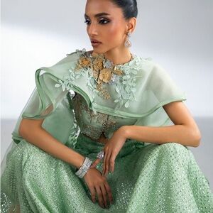 Elegant Green Embroidered Lehenga